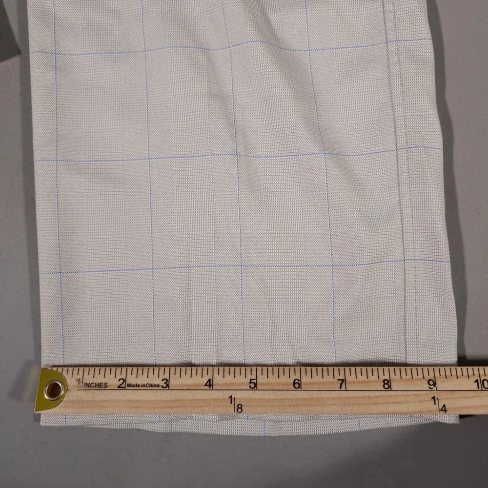 FootJoy Golf Pants Mens 36x34 Tan Blue Windowpane Plaid Performance Stretch